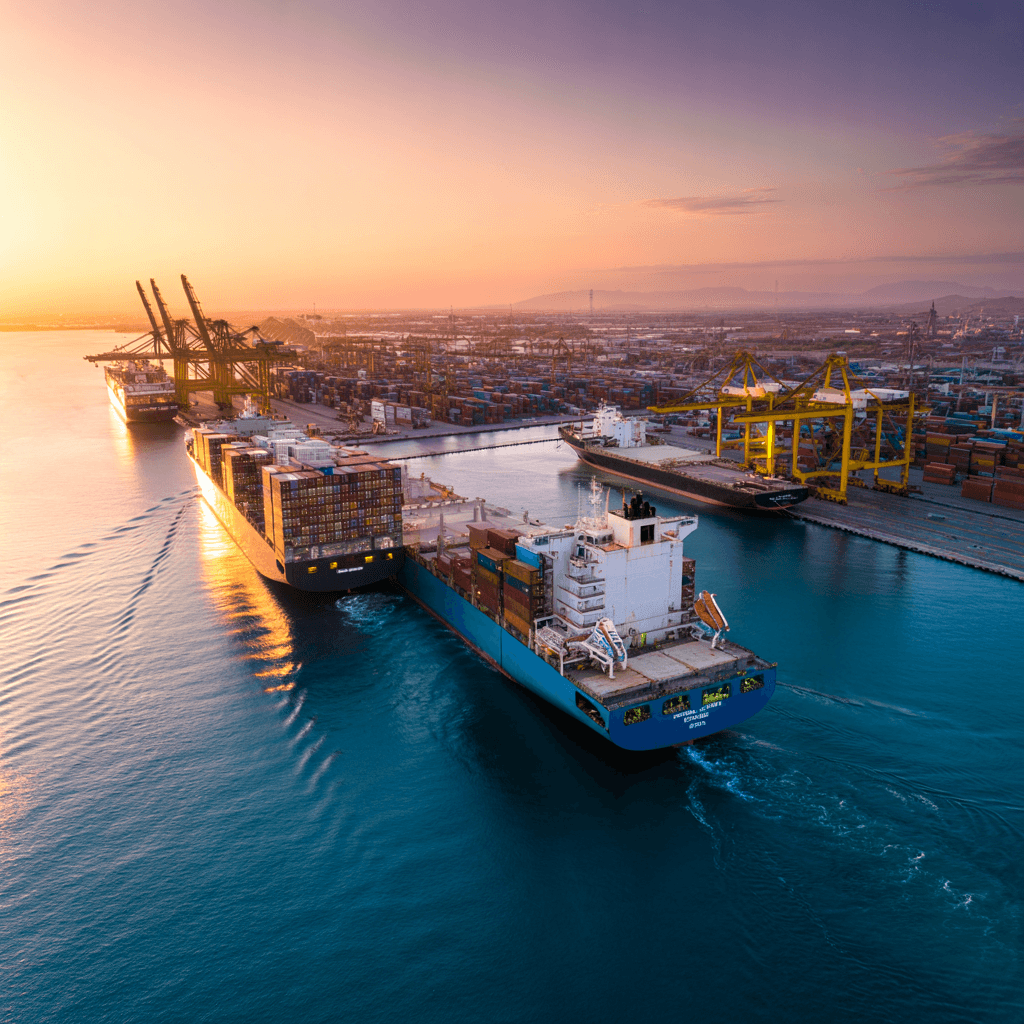 Djibouti Port with cargo ships