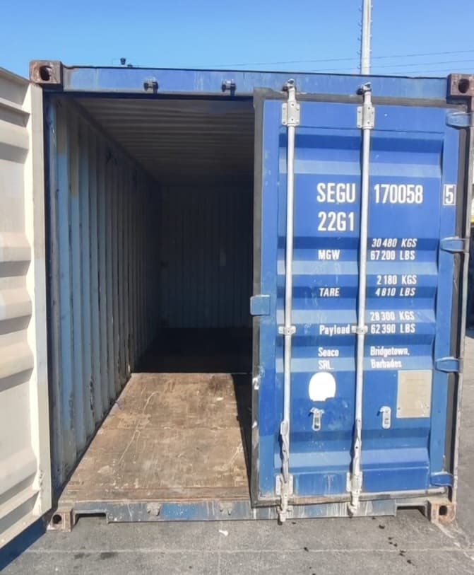 Open shipping container ready for wheat flour loading
