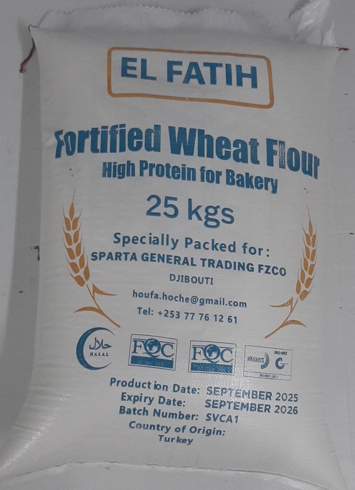 EL FATIH Fortified Wheat Flour 25kg bag for Sparta General Trading
